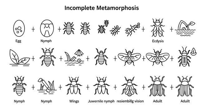 Incomplete metamorphosis infographic icons