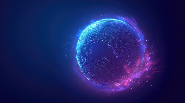 Glowing digital Earth with vibrant cosmic energy swirling around it