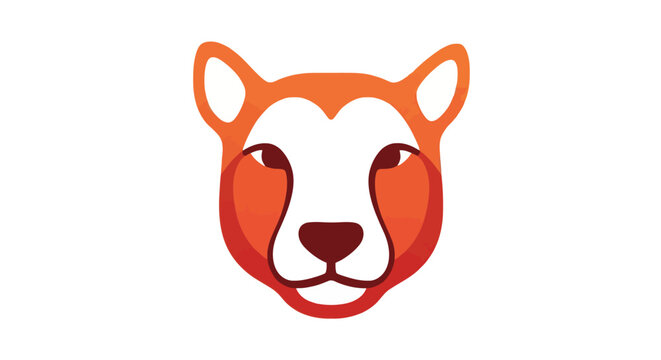 Vibrant orange and red wild cat face graphic