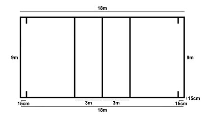 Professional indoor volleyball court layout minimalist flat graphic illustration top view sports arena background for match tactics and competition design © Bagus