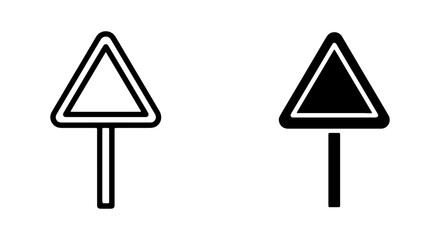 Warning Sign Icons, Triangle Alert Symbols, Danger Road Signs, Vector Graphics Set © Shakil
