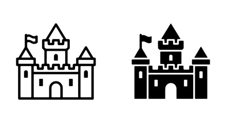 Castle Icons, Fortress Symbols, Medieval Architecture Vector Graphics, Royal Palace Illustrations © Shakil
