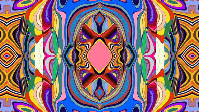 Colorful abstract geometric pattern with vibrant symmetrical design