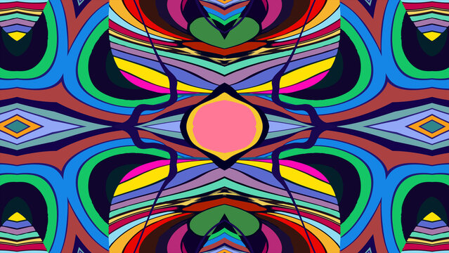 Colorful abstract geometric pattern with vibrant symmetrical design