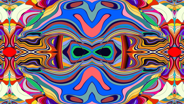 Colorful abstract symmetrical pattern with vibrant geometric shapes