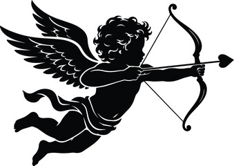 Fototapeta premium Cupid Angel Shooting Arrow Illustration