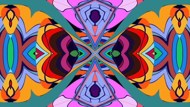 Colorful abstract geometric pattern with symmetrical design and vibrant hues