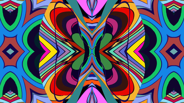 Colorful abstract geometric pattern with vibrant symmetrical design