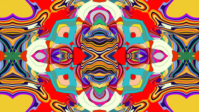Vibrant Abstract Kaleidoscope Pattern with Bold Colors and Shapes