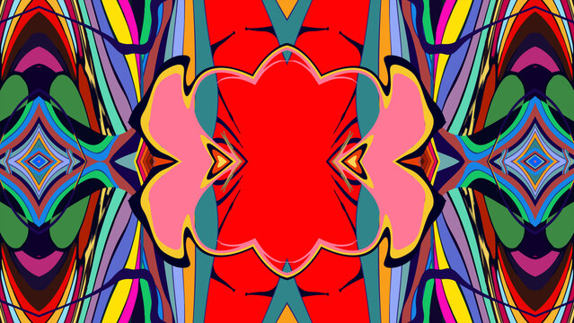 Vibrant abstract geometric pattern with bold colors and symmetry