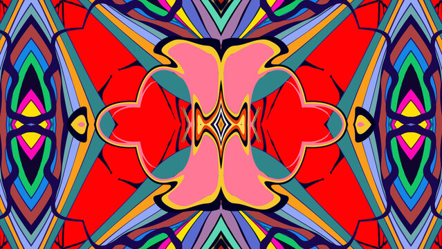 Colorful abstract geometric pattern with bold symmetrical shapes