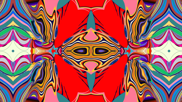 Vibrant abstract pattern with colorful geometric shapes and symmetry