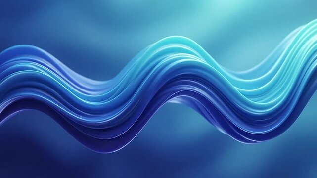A smooth abstract wave of blue liquid flowing across space