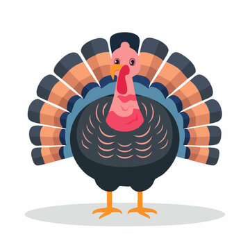 Cartoon Turkey with Fan Tail