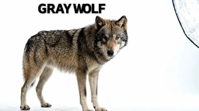 Gray wolf in studio setting standing