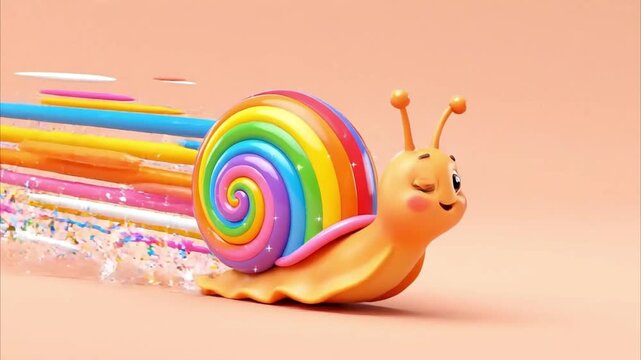 Cute 3D cartoon snail motion graphic Videos