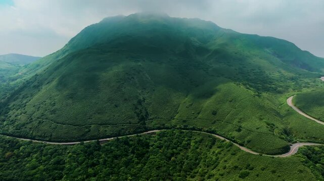 Aerial view of Yangmingshan national park in Taiwan