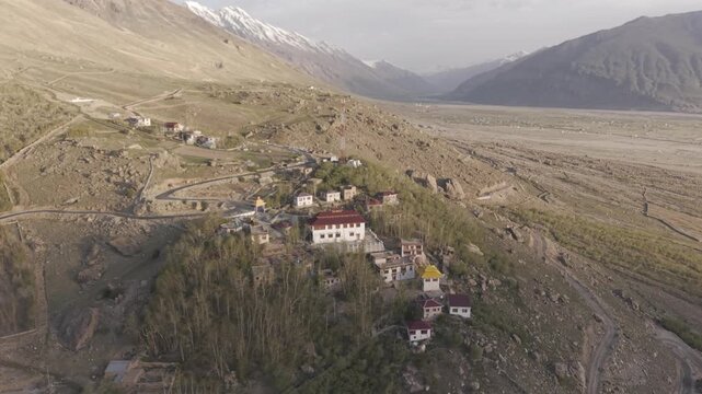 4K Drone Footage of Padum, Ladakh | Aerial View of Zanskar Valley, Himalayan Mountains and Scenic Landscape in India