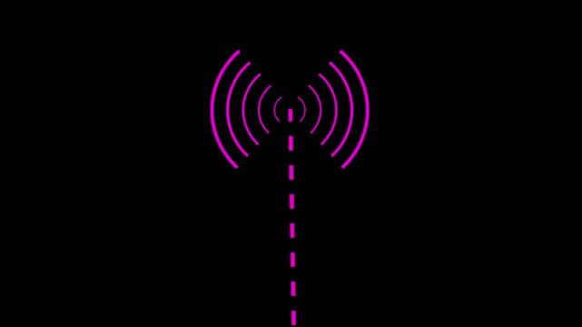 Radio waves tower connective network and signal waves, technology. abstract connecting tower 