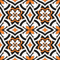 Fototapeta premium Retro geometric floral ornament seamless vintage abstract background pattern