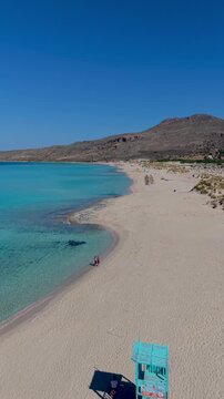 Stunning views of Simos Beach on Elafonisos Island, where soft sand meets crystal blue waters. Elafonisos Island Greece
