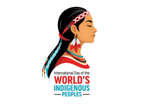 International day of world's indigenous peoples, native woman wearing traditional attire.