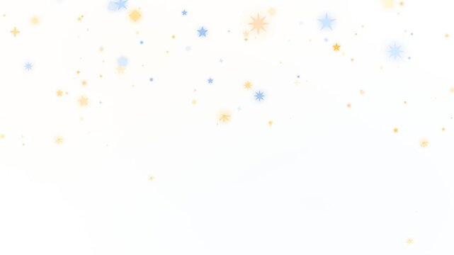 High quality animated overlay featuring colorful stars and geometric sparkles gently falling down. Ideal for festive videos, Christmas, fairy tales, wedding backgrounds, and magical celebrations