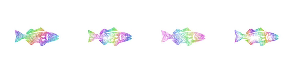 Multicolored sketch arctic cod icon design set © David Zydd