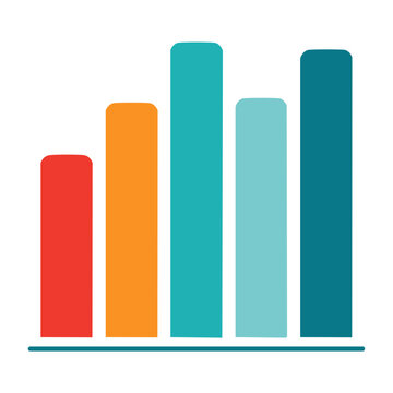 Flat design bar chart icon with transparent background