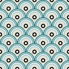 A modern, seamless geometric pattern inspired by the traditional Japanese Seigaiha or fish scale motif.  © wilda
