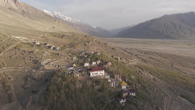 4K Drone Footage of Padum, Ladakh | Aerial View of Zanskar Valley, Himalayan Mountains and Scenic Landscape in India