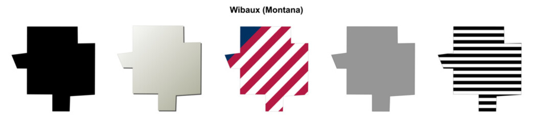 Fototapeta premium Wibaux (Montana) blank outline map set