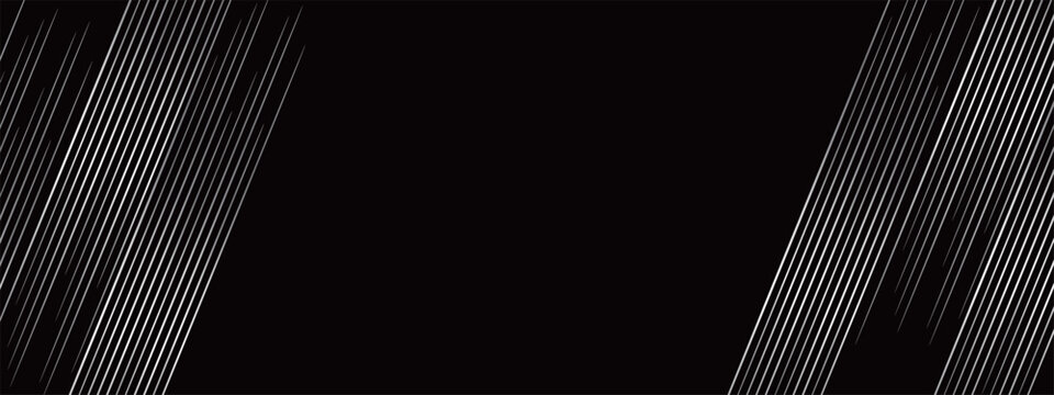 高級感のある抽象的な斜めラインのバナー背景　ブラック