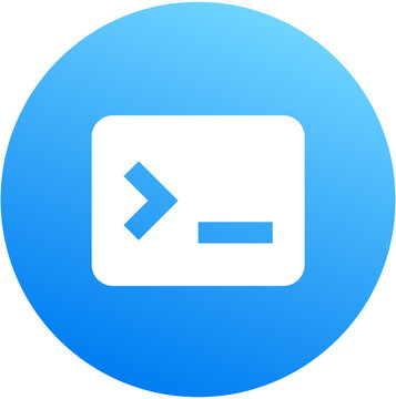 Modern blue gradient terminal command icon circle badge