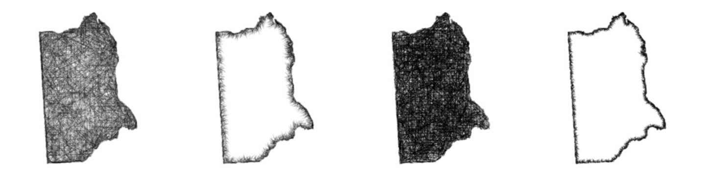 Black and white sketch Kent County (Delaware) outline map design set