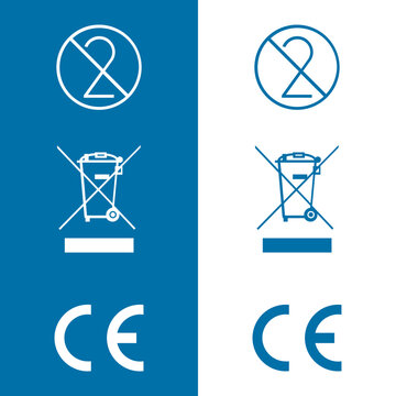 CE Mark WEEE Directive and Do Not Dispose Symbols for European Electronics Compliance and Responsible Waste Disposal Labeling