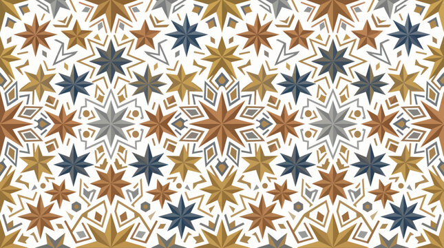 Geometric Star Pattern Background, Ornate Festive Mosaic Design
