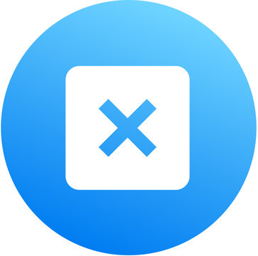 Blue gradient x square close square cancel box icon circle badge