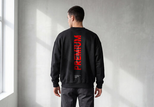 Black Sweatshirt Back View Mockup