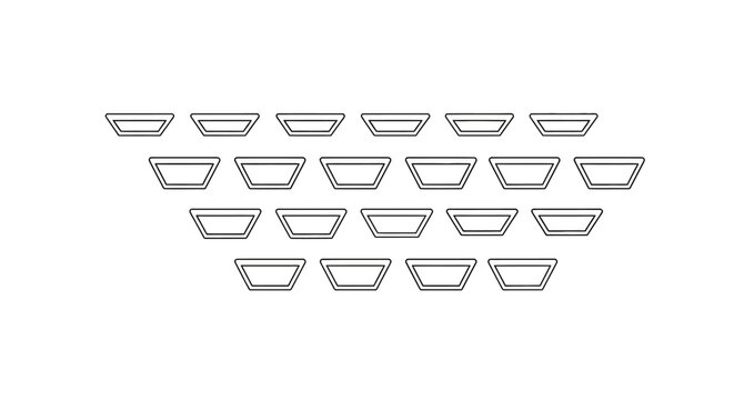 Abstract geometric pattern of trapezoid shapes on a white background