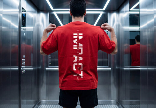 Red Oversized T-shirt Mockup
