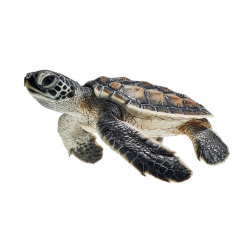 PNG of A serene sea turtle glides gracefully through clear waters, showcasing intricate shell patterns.