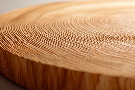Natural wood grain texture detail on circular tree trunk cross section