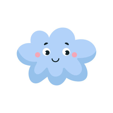 Cute cloud illustration with a smiling face and rosy cheeks