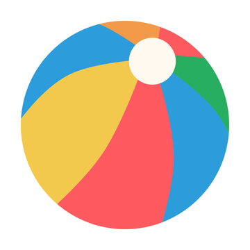 Colorful beach ball icon symbolizing fun summer activities at the beach. Great for holiday and leisure themed designs.