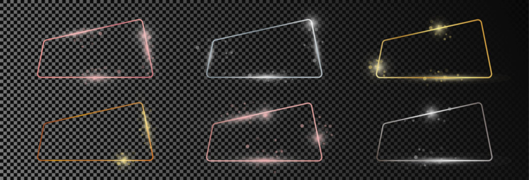 Set of six rounded trapezium frames