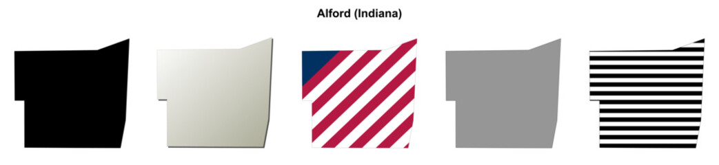 Fototapeta premium Alford (Indiana) blank outline map set