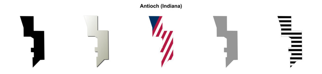 Obraz premium Antioch (Indiana) blank outline map set
