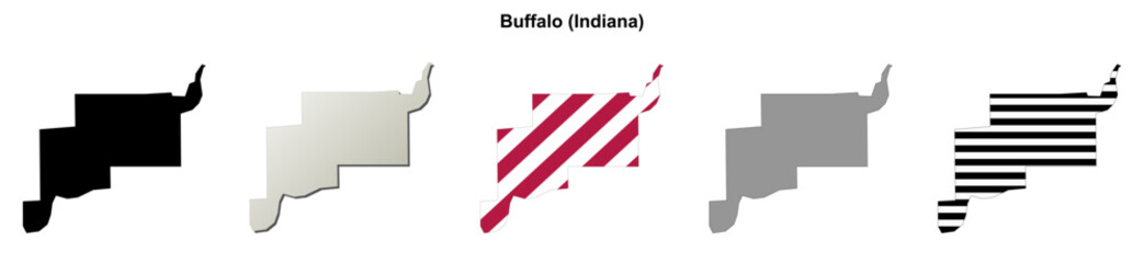 Obraz premium Buffalo (Indiana) blank outline map set