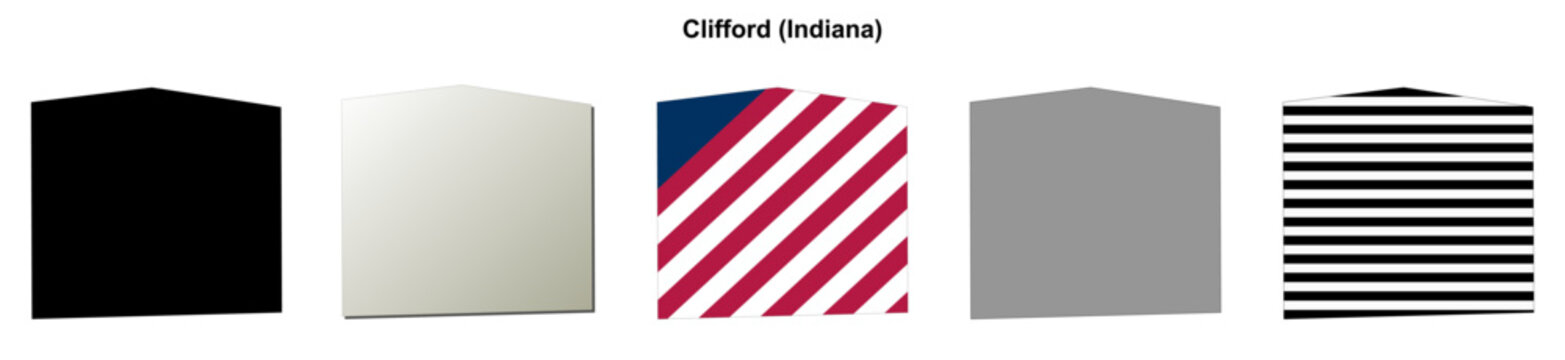 Clifford (Indiana) blank outline map set